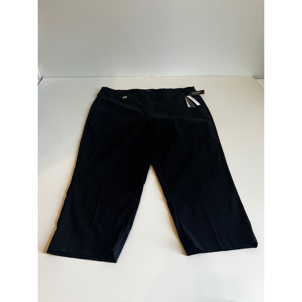 Premise Woman 2X Bengaline Pant Black Tummy Control Cropped Wide Leg NWT